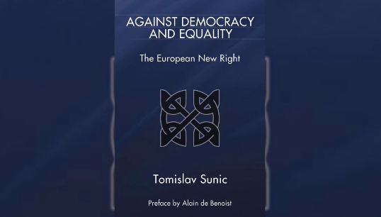 Jedna z knih Tomislava Suniće s předmluvou od Alaina de Benoista, zakladatele francouzské Nové Pravice a propagátora etnického separatismu.