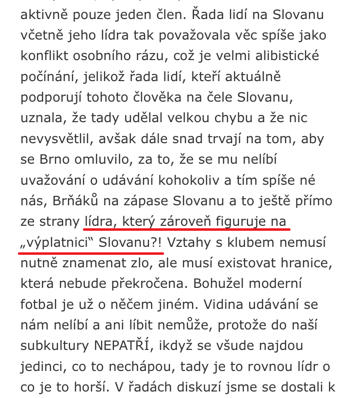 Vyhlásenie chuligánov zo Zbrojovky Brno ku konfliktu s USP